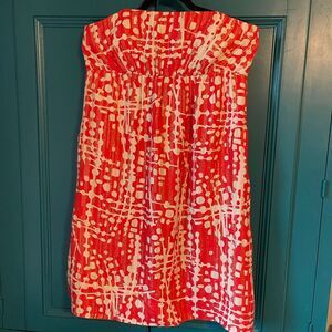 Anthropologie Shoshanna Strapless Dress Silk bright red dress sz 10
